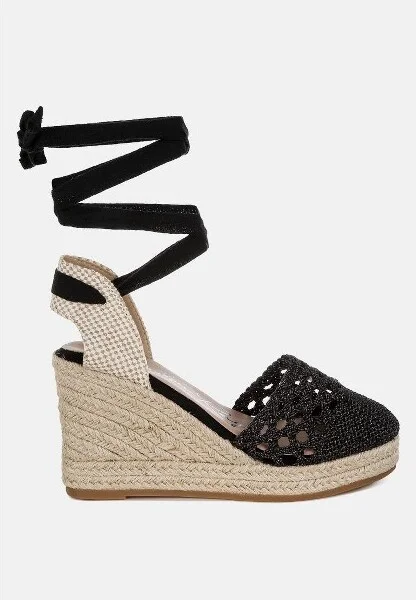 Sea Breeze Woven Lace-Up Espadrille Wedges Women