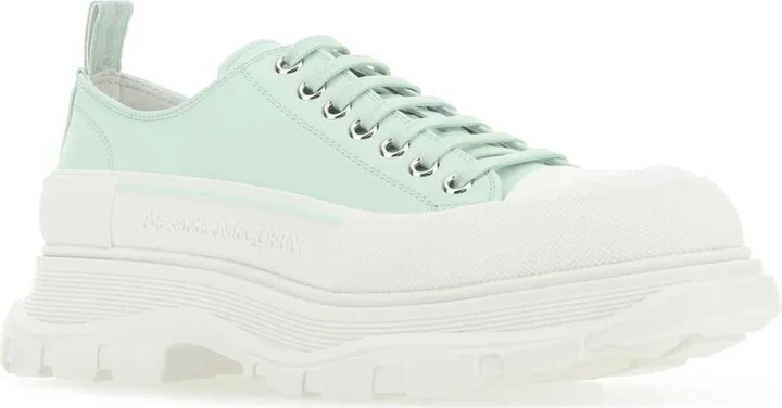 Sea Green Leather Tread Slick Sneakers - Image 2