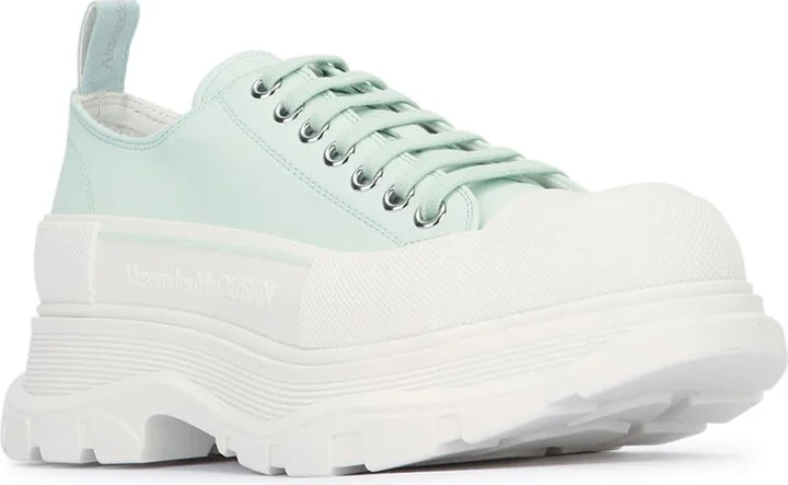 Sea Green Leather Tread Slick Sneakers - Image 2