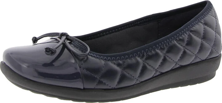SEADRINA Womens Quilted Faux Leather Ballet Flats