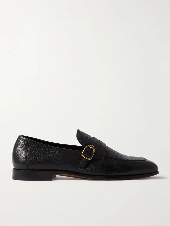 Sean Buckled Full-Grain Leather Penny Loafers