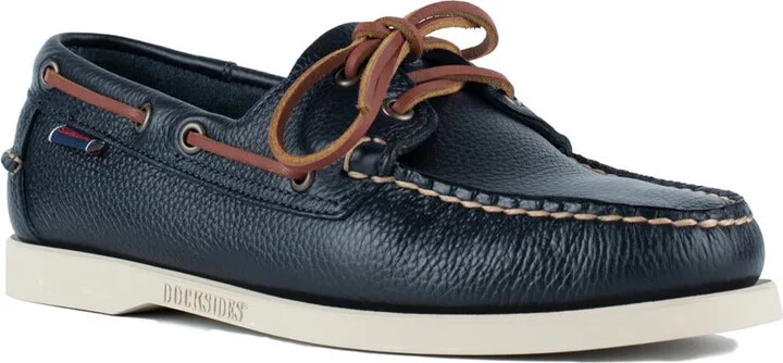 Sebago Navy Blue Grained Leather Boat Moccasin Docksides - Image 3