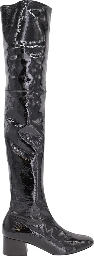 Sedona Knee Boots in Black Patent Leather