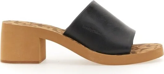 See By Chloé Allover Logo Printed Heeled Sandals