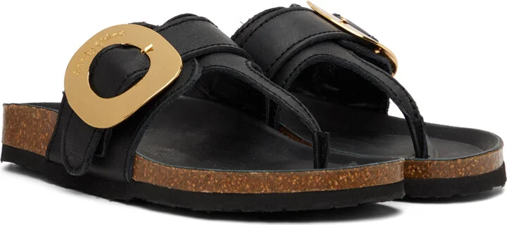 See by Chloé Black Chany Fussbett Thong Sandals - Image 4