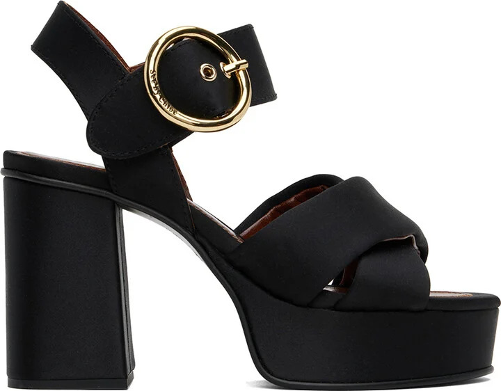 See by Chloé Black Lyna Heeled Sandals