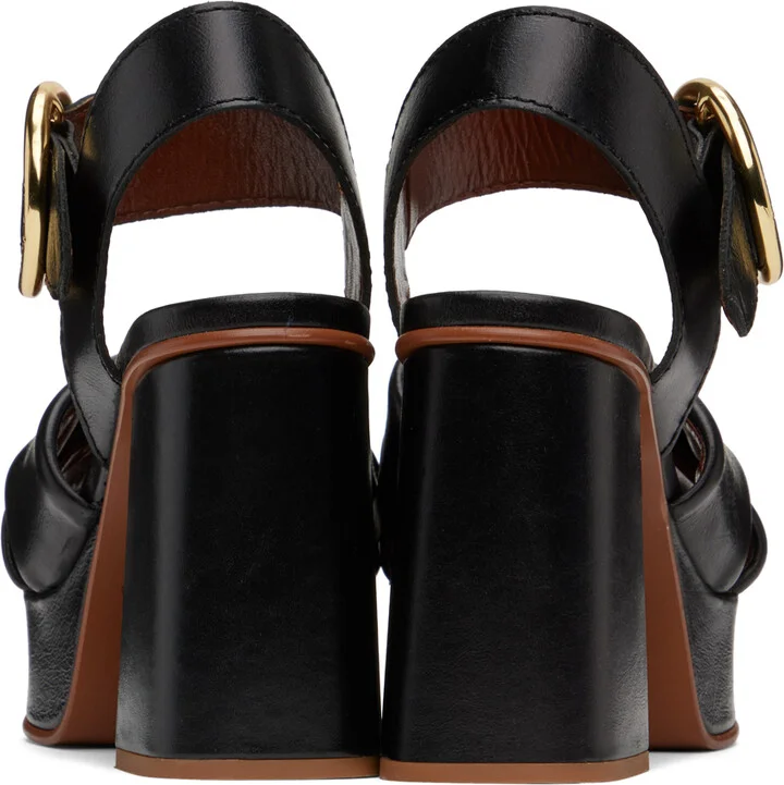 See by Chloé Black Lyna Platform Heeled Sandals - Image 2
