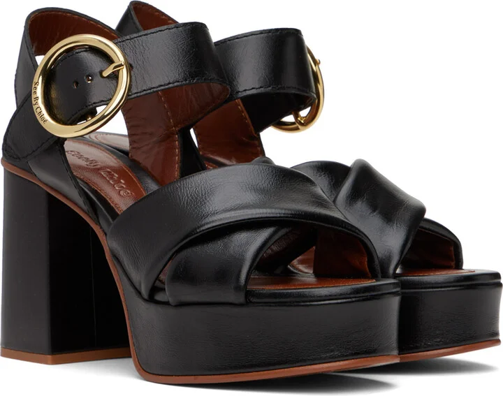 See by Chloé Black Lyna Platform Heeled Sandals - Image 4