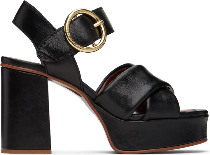 See by Chloé Black Lyna Platform Heeled Sandals