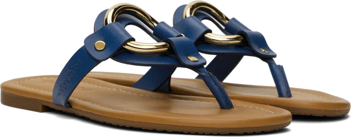 See by Chloé Blue Hana Flat Sandals - Image 4