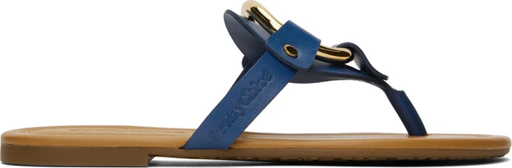 See by Chloé Blue Hana Flat Sandals