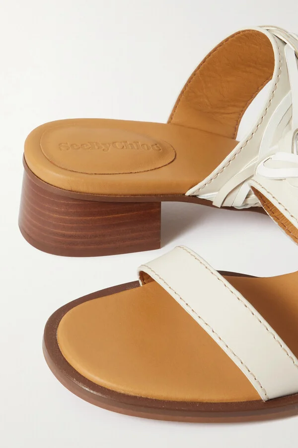 SEE BY CHLOÉ - Braided Leather Mules - White - Image 4