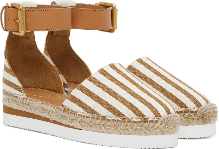 See by Chloé Brown & Off-White Glyn Flat Espadrilles - Image 4