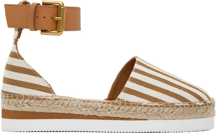 See by Chloé Brown & Off-White Glyn Flat Espadrilles