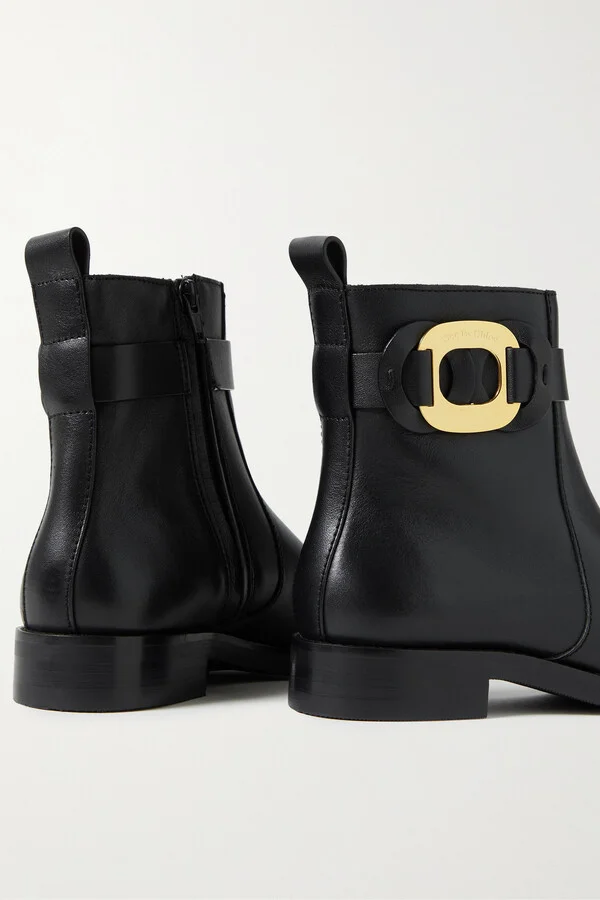 SEE BY CHLOÉ - Chany Embellished Leather Ankle Boots - Black - Image 4