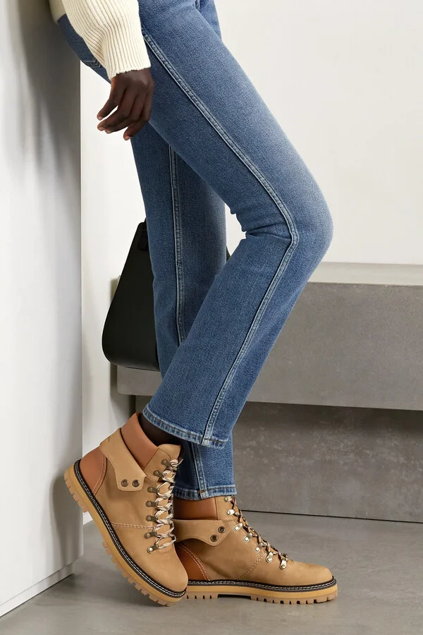 SEE BY CHLOÉ - Eileen Leather-trimmed Nubuck Ankle Boots - Brown - Image 2
