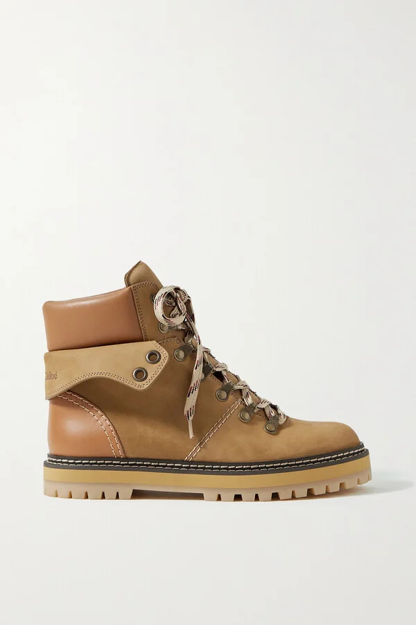 SEE BY CHLOÉ - Eileen Leather-trimmed Nubuck Ankle Boots - Brown