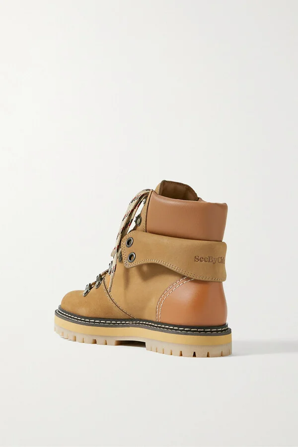 SEE BY CHLOÉ - Eileen Leather-trimmed Nubuck Ankle Boots - Neutrals - Image 3