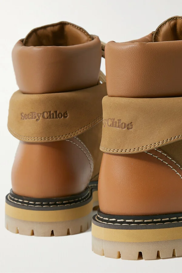 SEE BY CHLOÉ - Eileen Leather-trimmed Nubuck Ankle Boots - Neutrals - Image 4