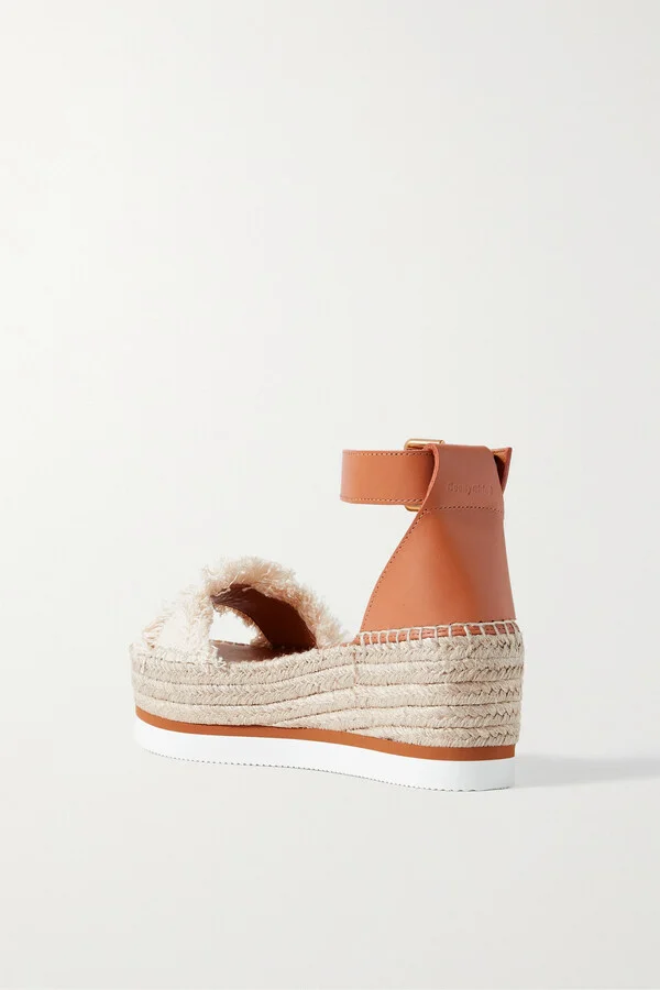 SEE BY CHLOÉ - Glyn Fringed Canvas And Leather Espadrille Platform Sandals - Brown - Image 3