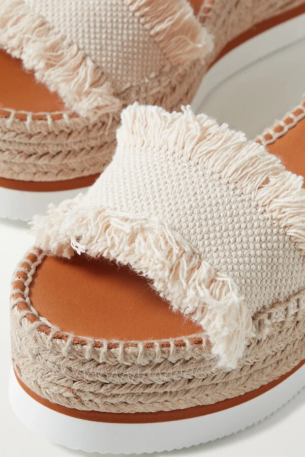 SEE BY CHLOÉ - Glyn Fringed Canvas And Leather Espadrille Platform Sandals - Brown - Image 4