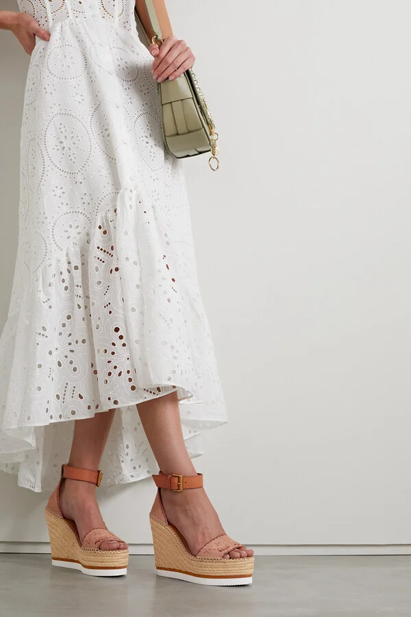 SEE BY CHLOÉ - Glyn Leather-trimmed Embroidered Suede Espadrille Sandals - Neutrals - Image 2