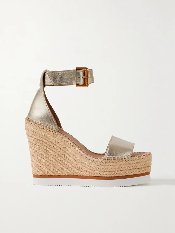 SEE BY CHLOÉ - Glyn Metallic Leather Espadrille Sandals - Gold