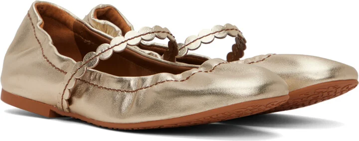 See by Chloé Gold Kaddy Ballerina Flats - Image 4