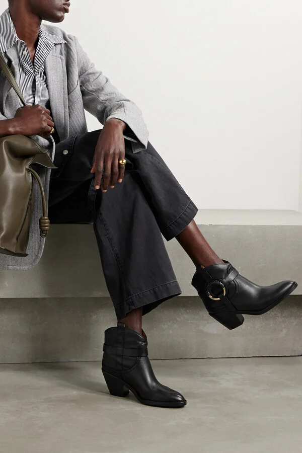 SEE BY CHLOÉ - Hana Embellished Leather Ankle Boots - Black - Image 2