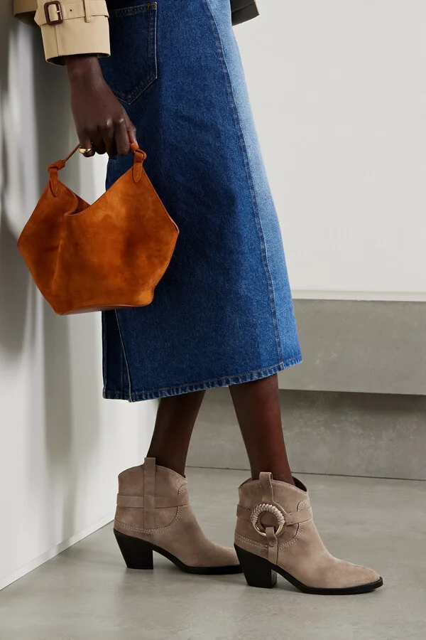SEE BY CHLOÉ - Hana Embellished Suede Ankle Boots - Brown - Image 2