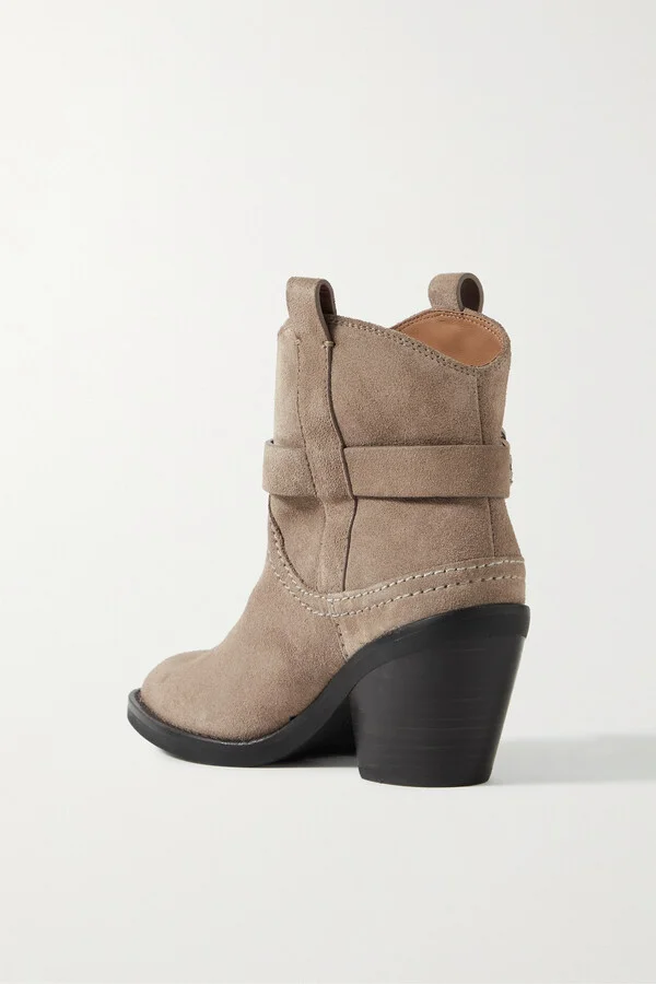 SEE BY CHLOÉ - Hana Embellished Suede Ankle Boots - Brown - Image 3