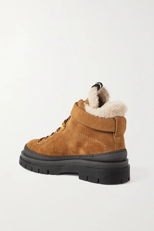 SEE BY CHLOÉ - Jolya Shearling-lined Suede Hiking Boots - Brown - Image 3