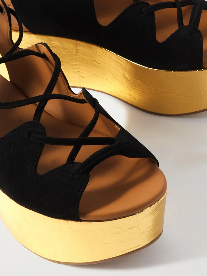 SEE BY CHLOÉ - Liana Suede Platform Sandals - Black - Image 4