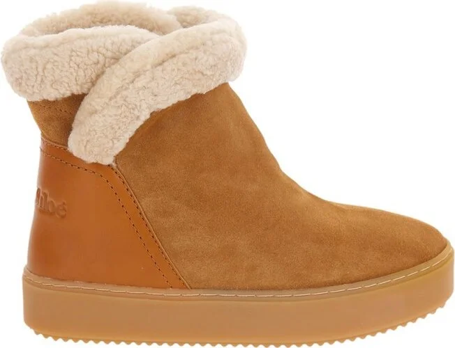 See By Chloé Logo Embossed Round-Toe Boots