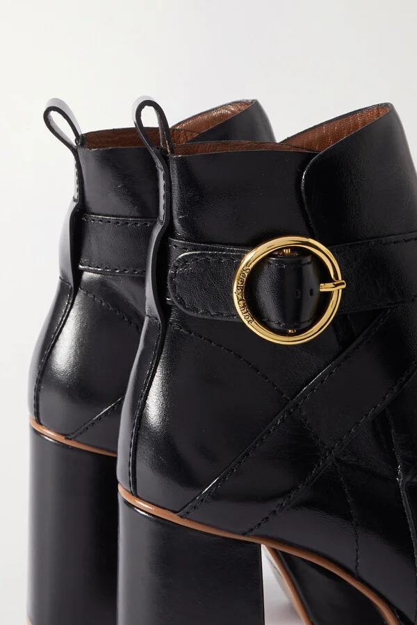 SEE BY CHLOÉ - Lyna Buckled Leather Ankle Boots - Black - Image 4