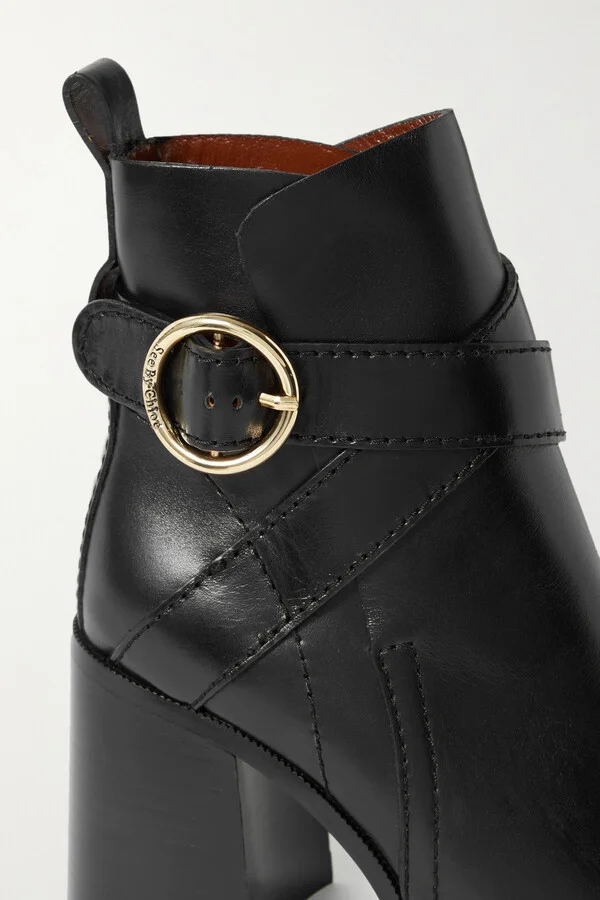 SEE BY CHLOÉ - Lyna Leather Ankle Boots - Black - Image 4