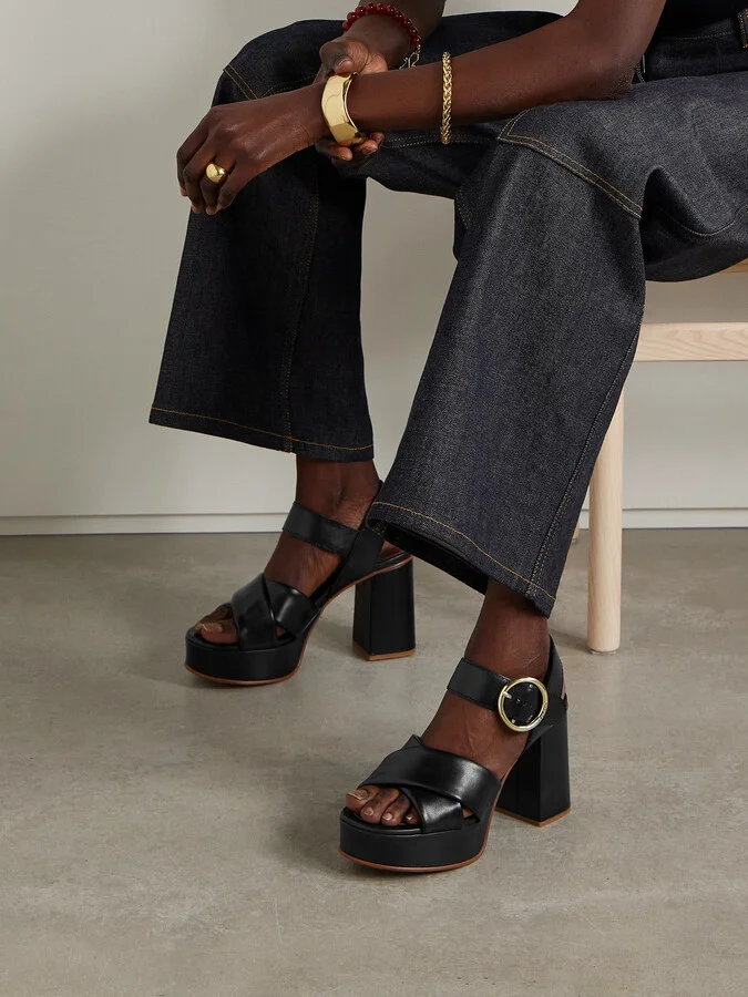 SEE BY CHLOÉ - Lyna Leather Platform Sandals - Black - Image 2