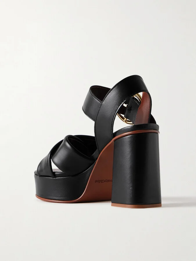 SEE BY CHLOÉ - Lyna Leather Platform Sandals - Black - Image 3