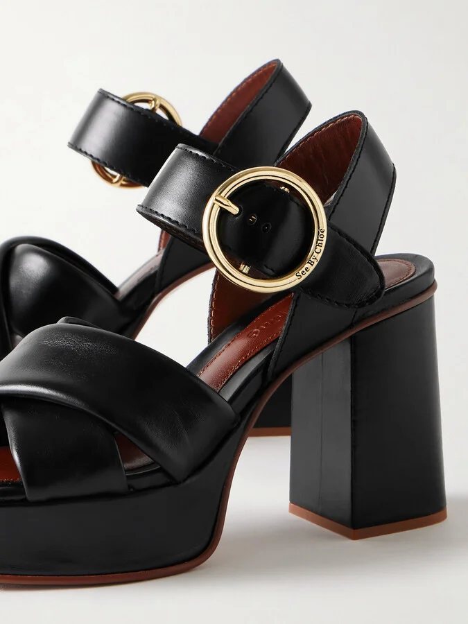 SEE BY CHLOÉ - Lyna Leather Platform Sandals - Black - Image 4