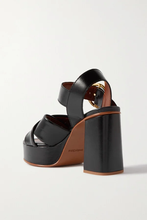 SEE BY CHLOÉ - Lyna Leather Platform Sandals - Black - Image 3