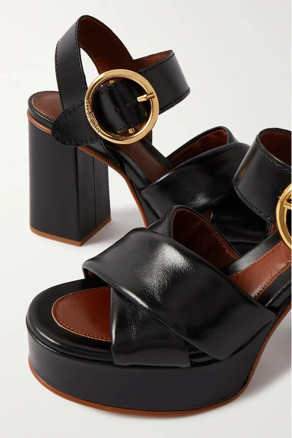 SEE BY CHLOÉ - Lyna Leather Platform Sandals - Black - Image 4