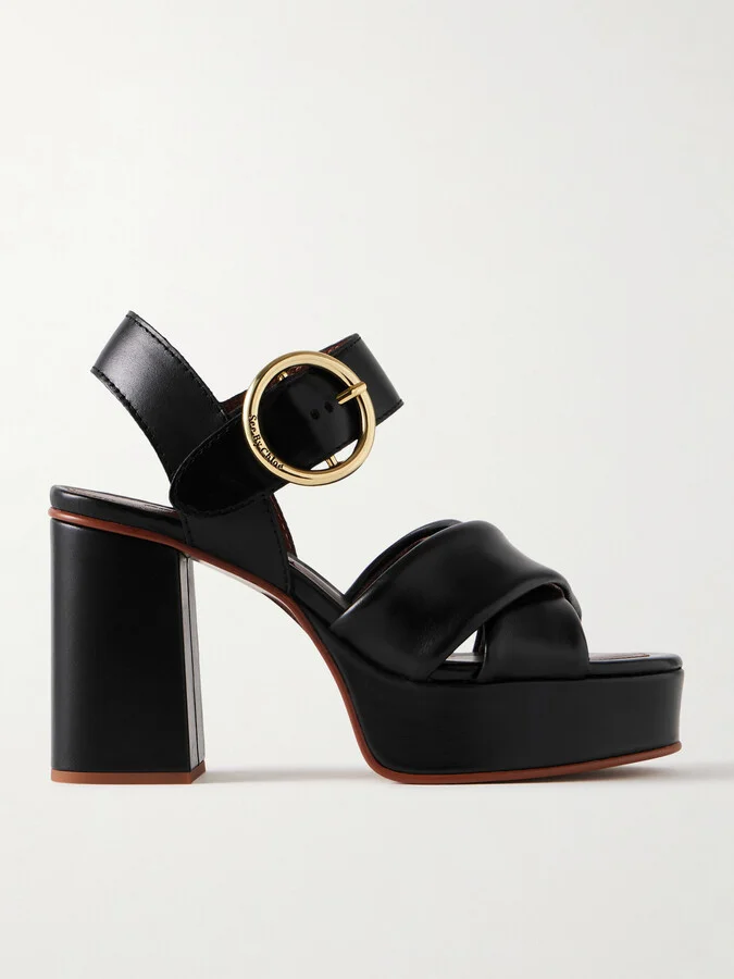 SEE BY CHLOÉ - Lyna Leather Platform Sandals - Black
