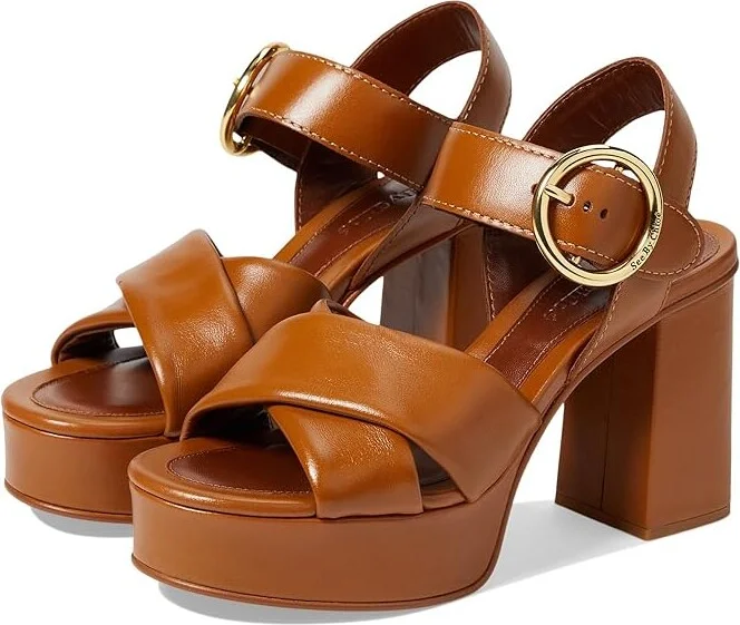 See by Chloe Lyna Platform Women's Shoes Tan : EU 36.5 (US Women's 6.5) M, Leather