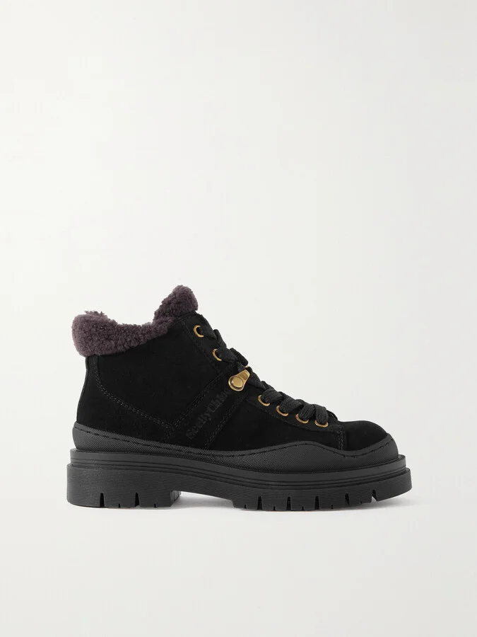 SEE BY CHLOÉ - Maeliss Shearling-lined Suede Ankle Boots - Black