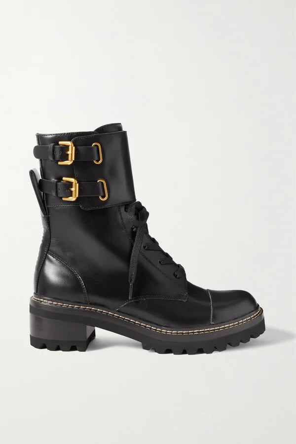 SEE BY CHLOÉ - Mallory Buckled Leather Ankle Boots - Black
