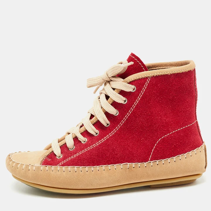 See by Chloé Red Suede High Top Sneakers Size 35