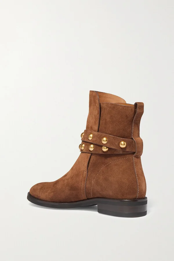 SEE BY CHLOÉ - Studded Suede Ankle Boots - Brown - Image 3