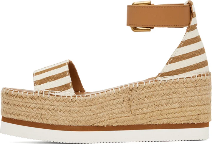 See by Chloé Tan & White Glyn Espadrilles Sandals - Image 3