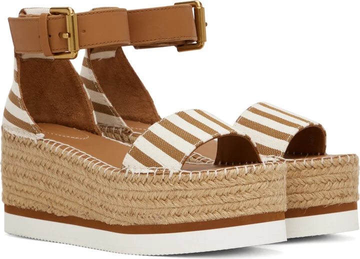 See by Chloé Tan & White Glyn Espadrilles Sandals - Image 4