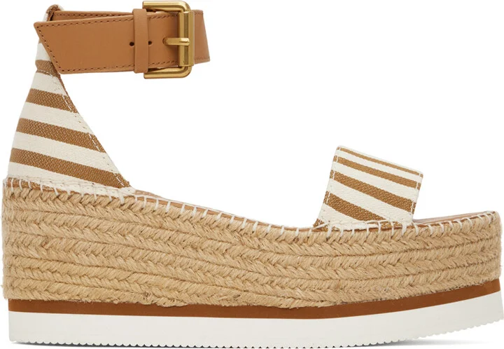 See by Chloé Tan & White Glyn Espadrilles Sandals